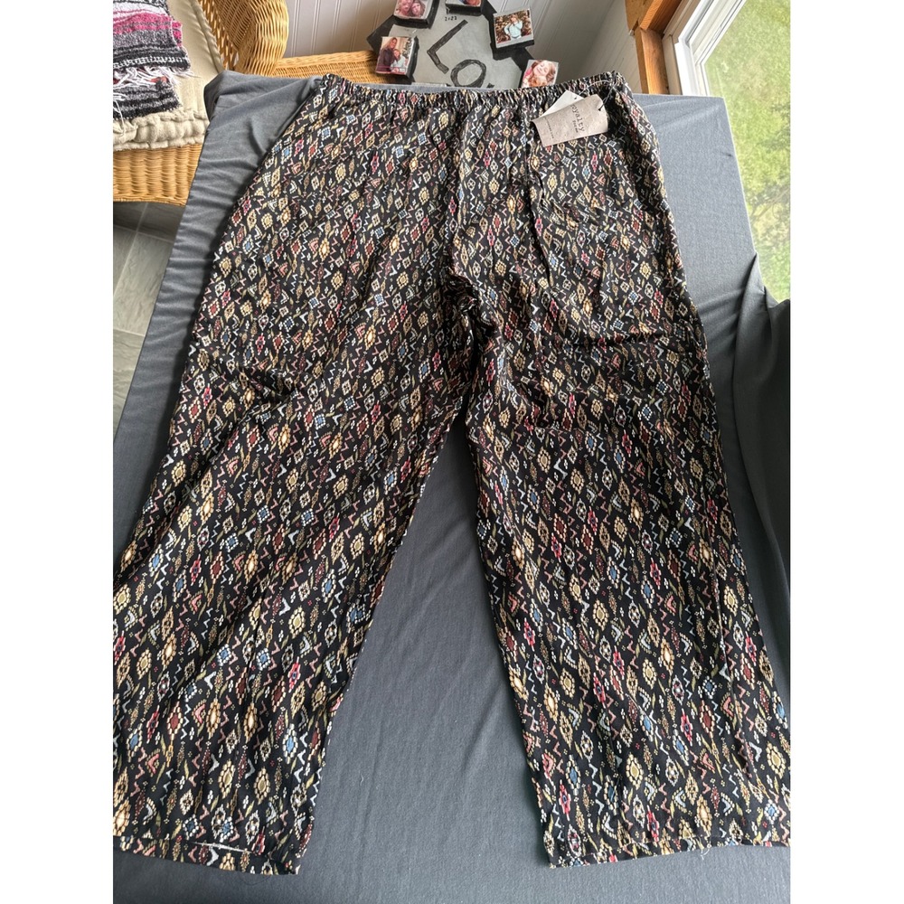 Royalty for Me Womens Geometric Ikat Print Wide Leg Elastic Waist Pants NWT